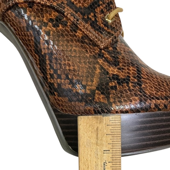 Noela Brown Snakeskin Lace Up Knee High Platform Stiletto Boots Zip Side 7.50 - Picture 10 of 16
